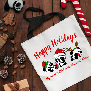 Bolso De Tela Pandas Navidades personalizados