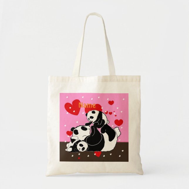 Bolso De Tela pandas "panda bears" "panda bear baby" "kawaii pan (Frente)