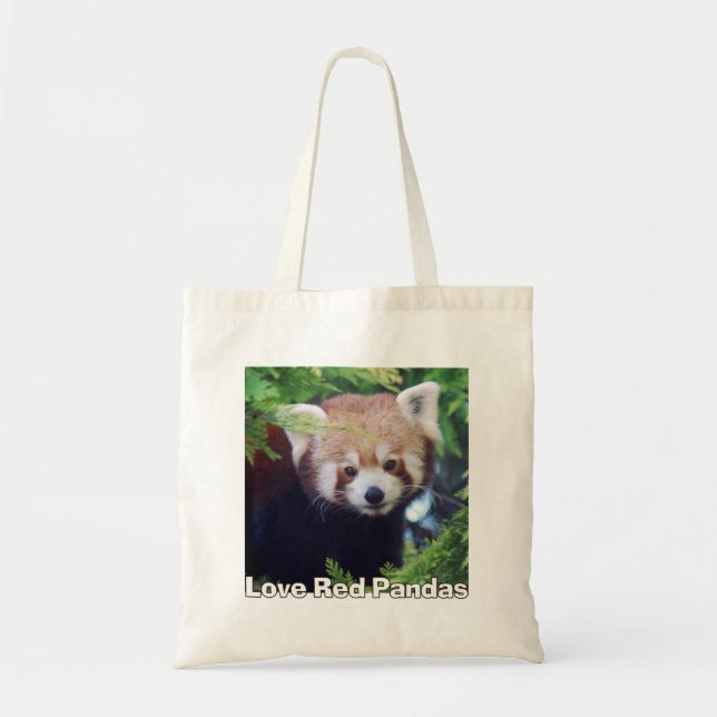 Bolso De Tela Pandas rojas del amor (Frente)
