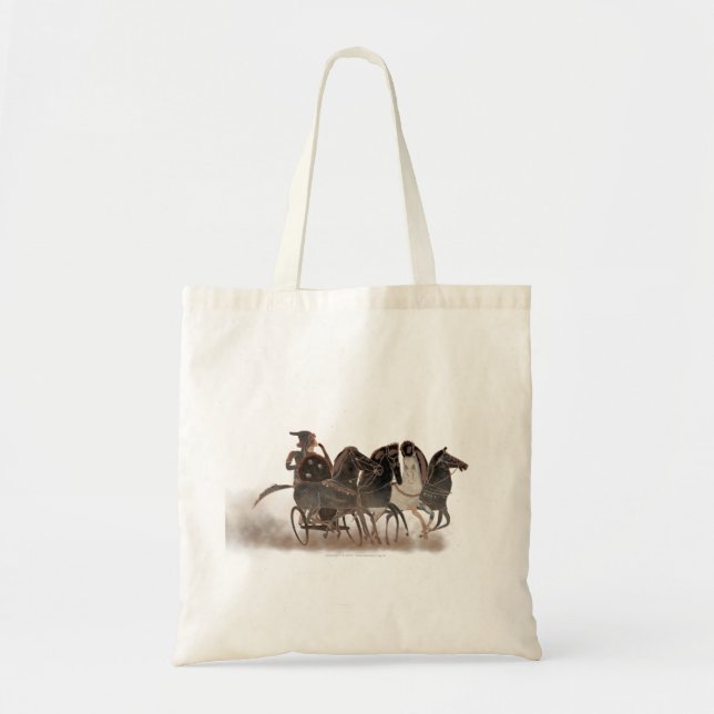 Bolso De Tela Panoplia - carro y caballos del griego clásico (Frente)