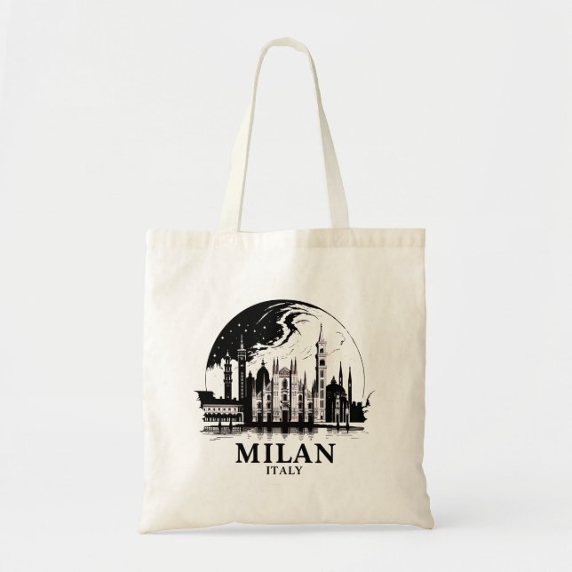 Bolso De Tela Panorama de Milán Italia (Frente)