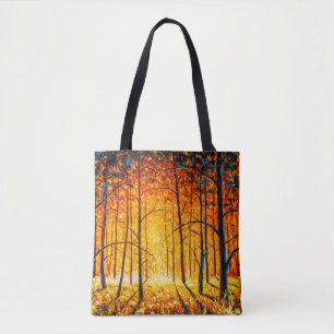 Bolso De Tela Panorama naranja otoño soleado y cálido terreno fo