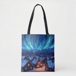 Bolso De Tela Panoramic Stained Glass Winter Village