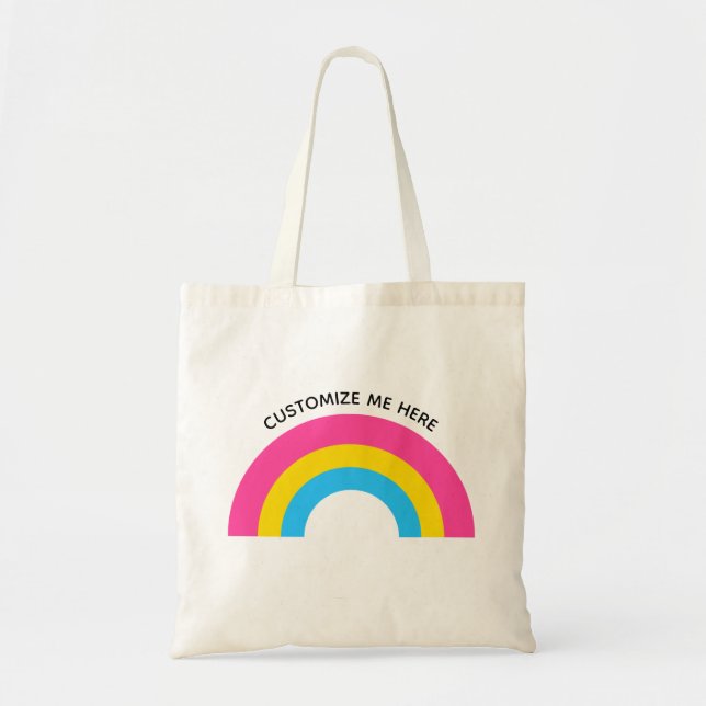 Bolso De Tela Pansexual Orgullo Bandera Arcoiris Monograma Tote  (Frente)