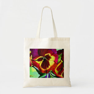 Bolso De Tela Pansias rojas acuarela flor arte original