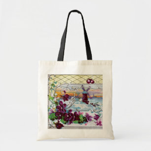 Bolso De Tela Pansias RUMANTICAS, violetas, floral invernal