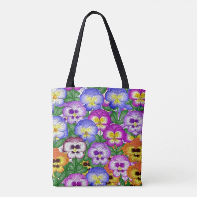 Bolso De Tela Pansies Allover Tote Bag (Reverso)