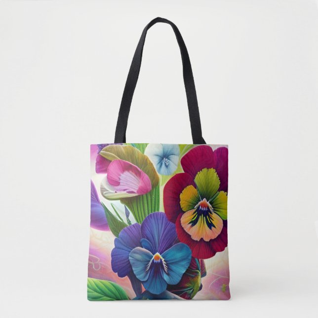 Bolso De Tela Pansies en una cáscara de clavija (Anverso)