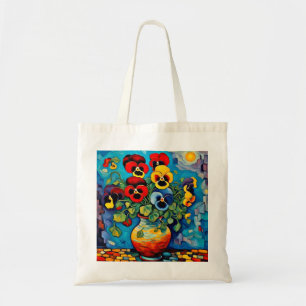 Bolso De Tela Pansies mixtos en jarrón