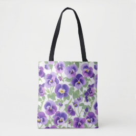 Bolso De Tela Pansies púrpuras gráficas Pastel