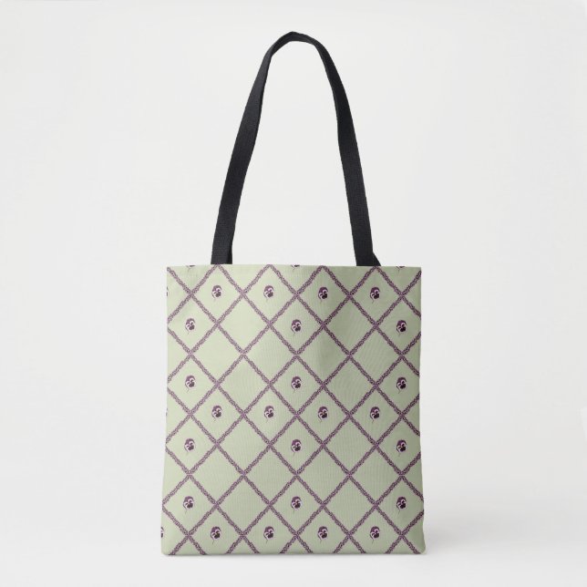 Bolso De Tela Pansy Lattice All over print tote.  (Anverso)