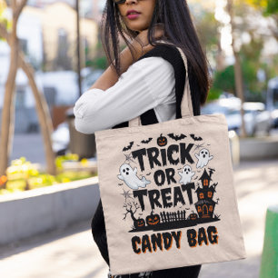 Bolso De Tela Pantalla de Halloween con fantasmas, calabazas