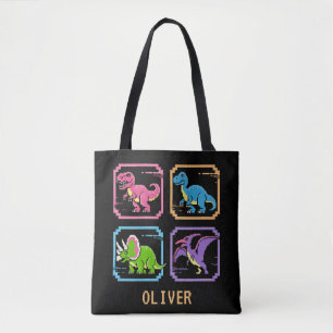 Bolso De Tela Pantalla de personaje de dinosaurio de arcade retr