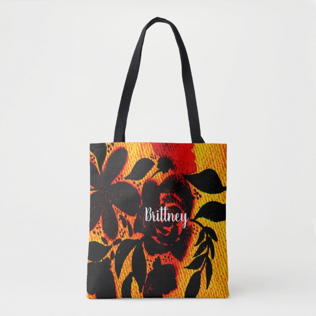 Bolso De Tela Pantalla Gothic Dark Florals (Anverso)