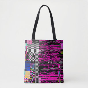 Bolso De Tela Pantalla retro VHS brillante con parpadeo y rota