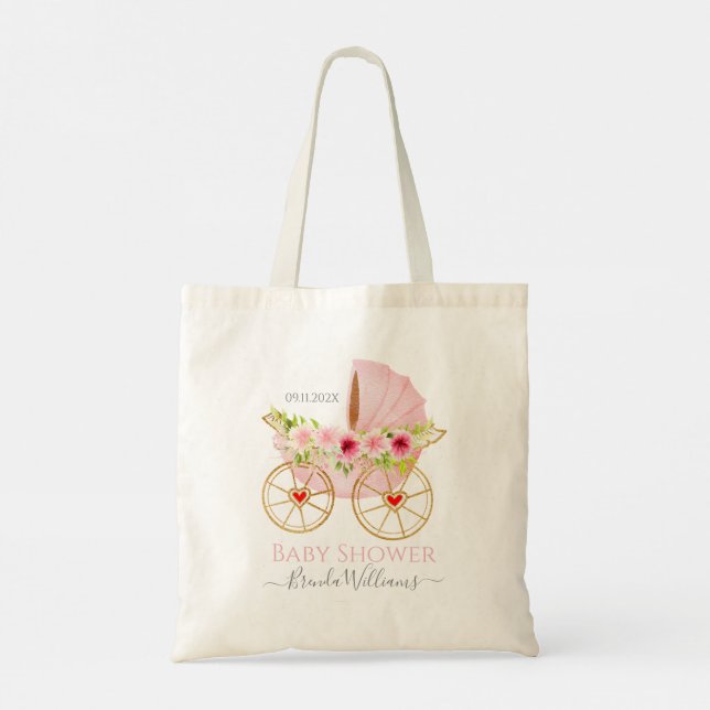 Bolso De Tela Pañuelo de bebé floral rosa (Reverso)