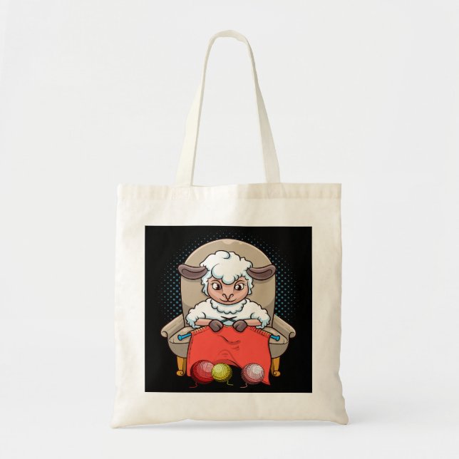 Bolso De Tela Pañuelo de crochet lindo abuela oveja animal amant (Frente)