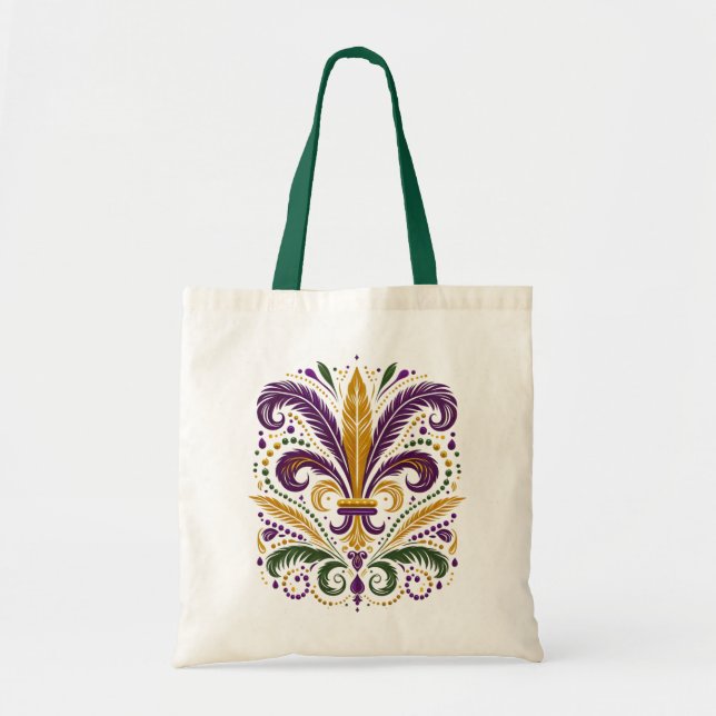 Bolso De Tela Pañuelos de lis amarillo, violeta verde (Frente)