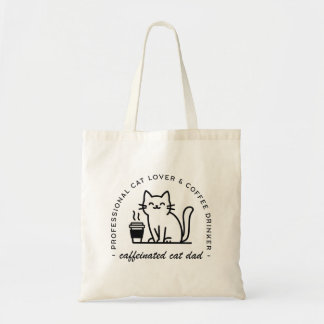 Bolso De Tela Papá gato y amante del café divertido hipster