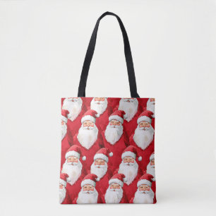 Bolso De Tela Papá Noel Alegre Rojo Blanco Oro  