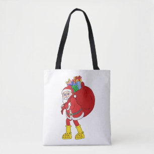 Bolso De Tela Papá Noel con botas amarillas grandes