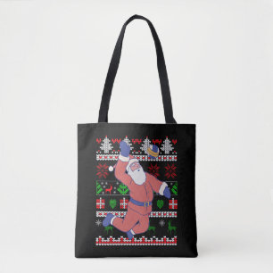 Bolso De Tela Papá Noel de voleibol feo de Navidad