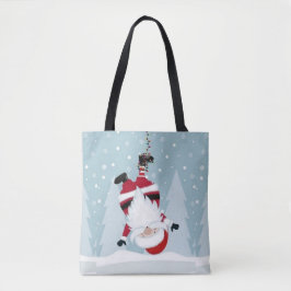 Bolso De Tela Papá Noel divertido colgado boca abajo