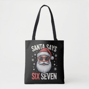 Bolso De Tela Papá Noel Divertido Dice Seis Siete Navidad 67 Mem