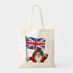 Bolso De Tela Papá Noel festivo con la bandera del Reino Unido