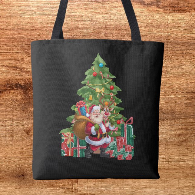 Bolso De Tela Papá Noel Navideño en Acuarela Festiva  (Subido por el creador)