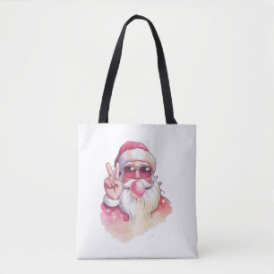 Bolso De Tela Papá Noel Soplando Chicle Gafas de Sol Rosas