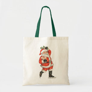 Bolso De Tela Papá Noel Victoriano de Navidad Vintage Patinador