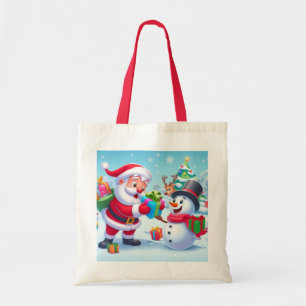 Bolso De Tela Papá Noel y muñeco de nieve lindos