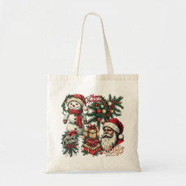 Bolso De Tela Papá Noel y muñeco de nieve listos para Navidad en