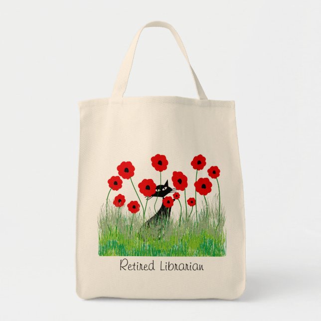 Bolso De Tela Papas bibliotecarias retiradas y gato (Frente)