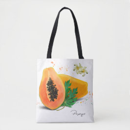 Bolso De Tela Papaya. Pintura acuarela