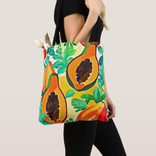 Bolso De Tela Papaya tropical pop Art