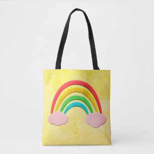 Bolso De Tela Papel Antiguo Corta El Arcoiris Y Las Nubes Rosa