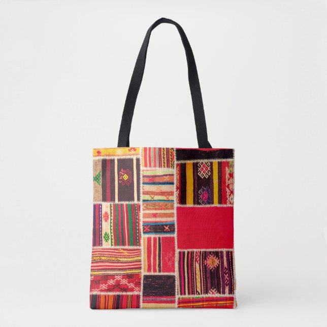 Bolso De Tela Papel de moqueta turca hecho a mano. Patchwork pat (Anverso)