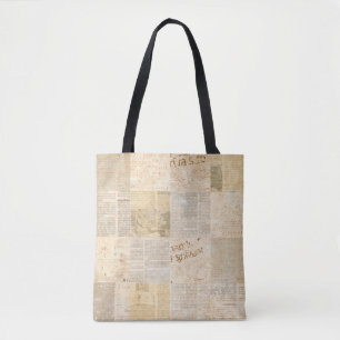 Bolso De Tela Papel de periódico triturando el patrón de impresi