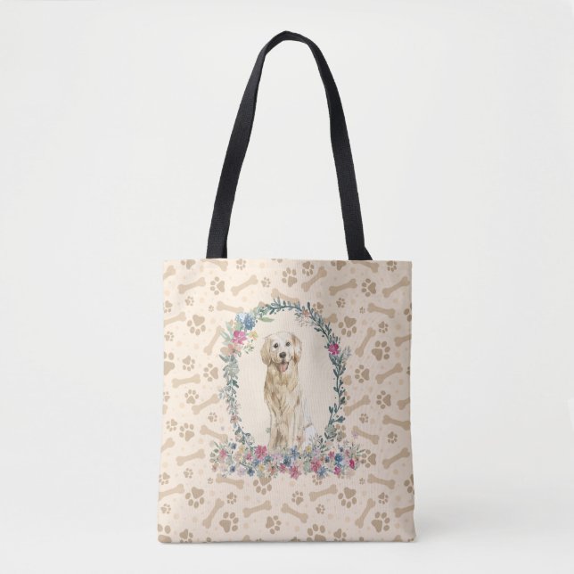 Bolso De Tela Papel de perro de Golden Retriever  (Anverso)
