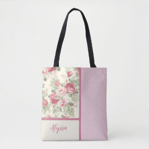 Bolso De Tela Papel de rosas rosadas y rojas antiguas