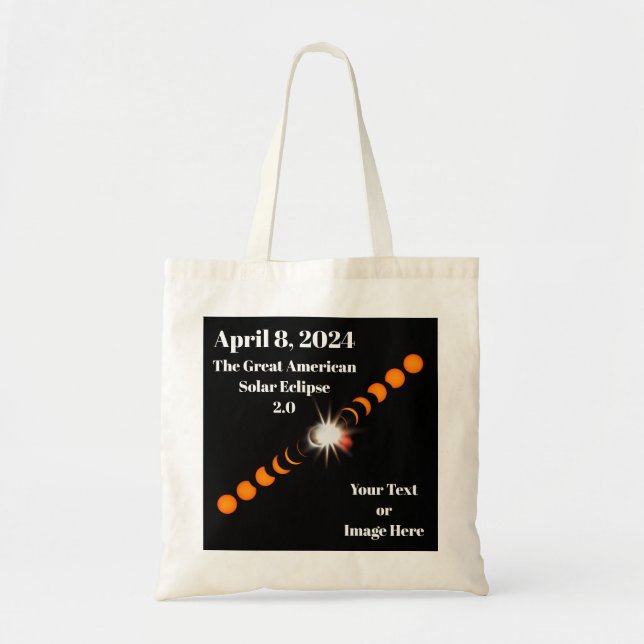 Bolso De Tela Papel eclipse solar total de 2024 (Frente)