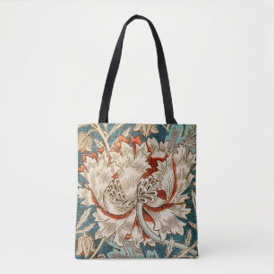 Bolso De Tela Papel pintado floral de madreselva azul Morris Tea
