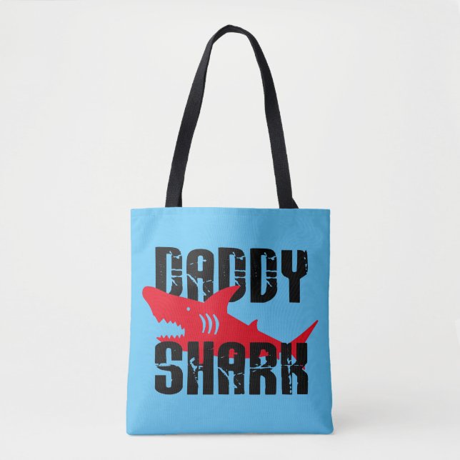 Bolso De Tela Papi Shark Worn Graphic (Anverso)