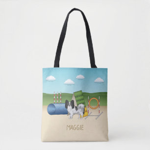 Bolso De Tela Papillon Blanco Y Negro Con Equipo De Agilidad