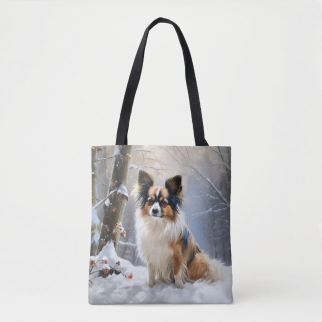 Bolso De Tela Papillon Deja que nieve Navidad (Anverso)