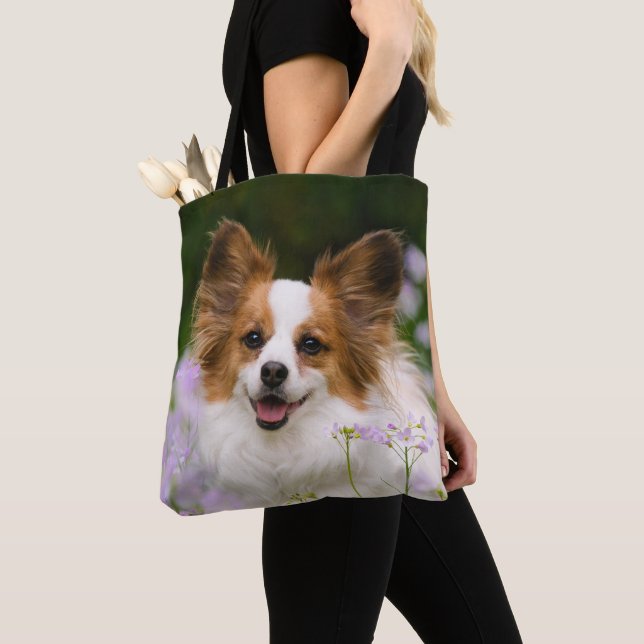 Bolso De Tela Papillon Dog Cute Romántica Foto - (Detalle)