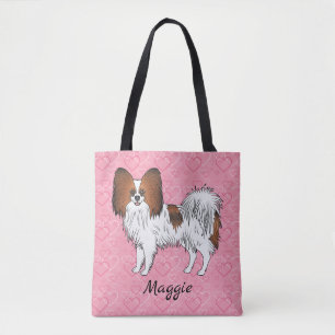 Bolso De Tela Papillon Sable Rojo Perro Lindo En Corazones Rosas