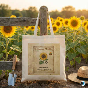Bolso De Tela Paquete de Semillas de Girasol Vintage sobre Lona 